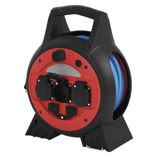 Emos Kabeltrommel wetterfest 3-fach 2xUSB-A 20m Blau P08620W