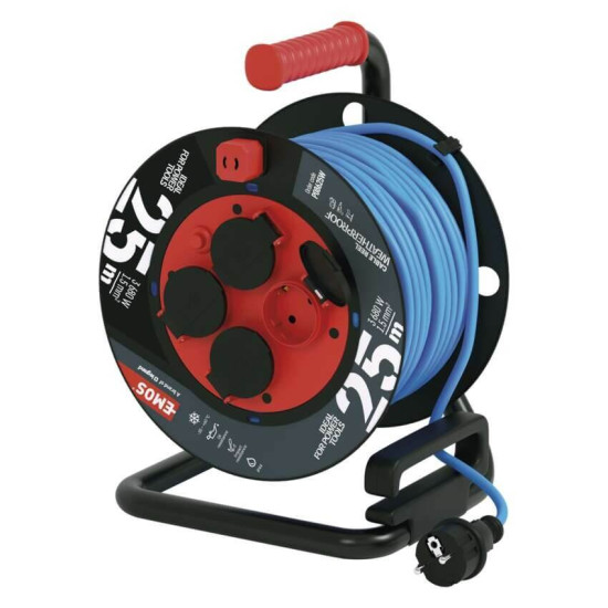 Emos Kabeltrommel wetterfest 4-fach 25m Blau P08625W