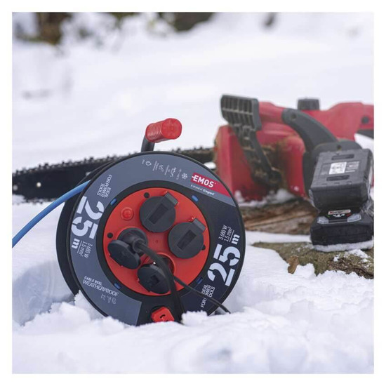 Emos Kabeltrommel wetterfest 4-fach 25m Blau P08625W