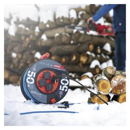 Emos Kabeltrommel wetterfest 4-fach 50m Blau P08650W
