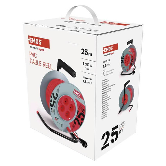 Emos Kabeltrommel 4-fach 25m 1,5mm² PVC P09225