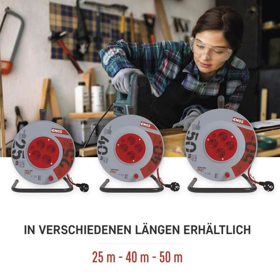 Emos Kabeltrommel 4-fach 25m 1,5mm² PVC P09225