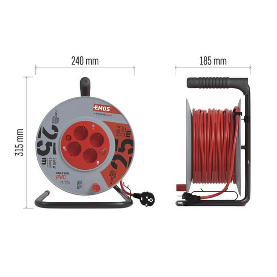 Emos Kabeltrommel 4-fach 25m 1,5mm² PVC P092251