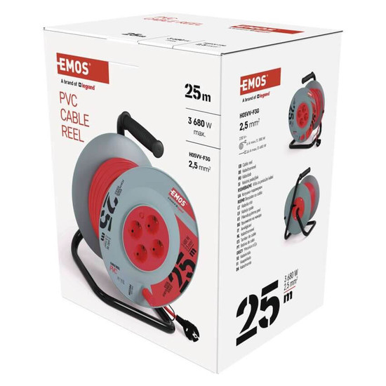 Emos Kabeltrommel 4-fach 25m 2,5mm² PVC P09225M