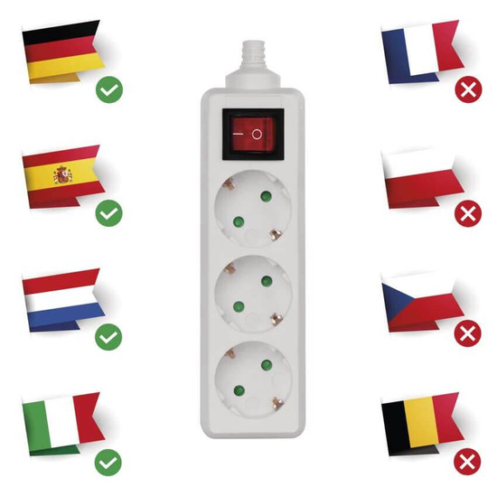 Emos Steckdosenadapter 3-fach ohne Kabel mit Schalter Weiß P1320