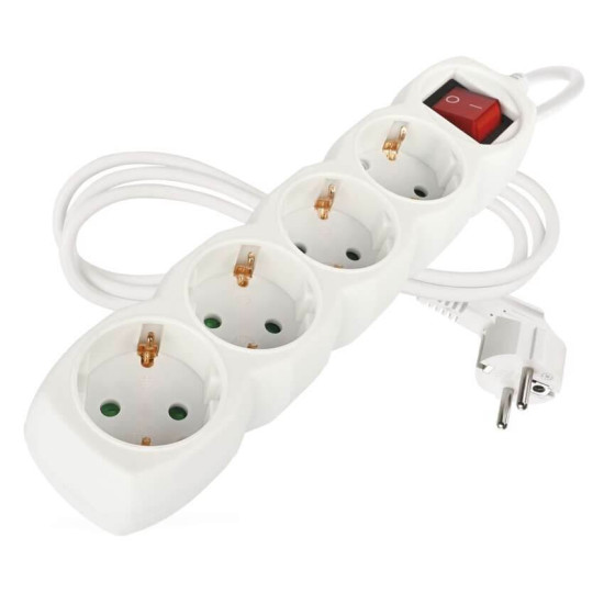 Emos Steckdosenleiste 4-fach mit Schalter 1,5m Weiß PVC P1421R