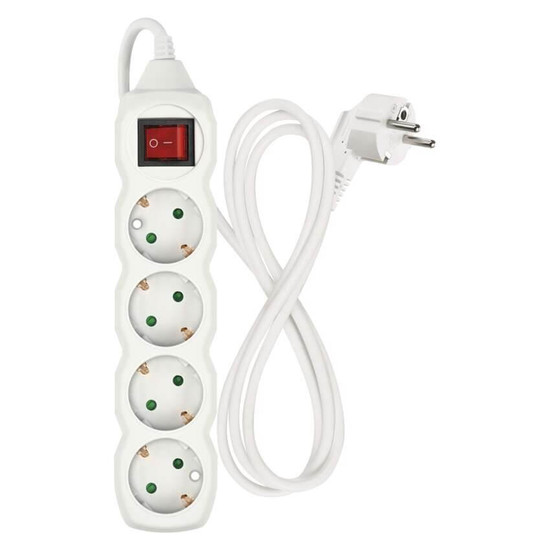 Emos Steckdosenleiste 4-fach mit Schalter 1,5m Weiß PVC P1421R