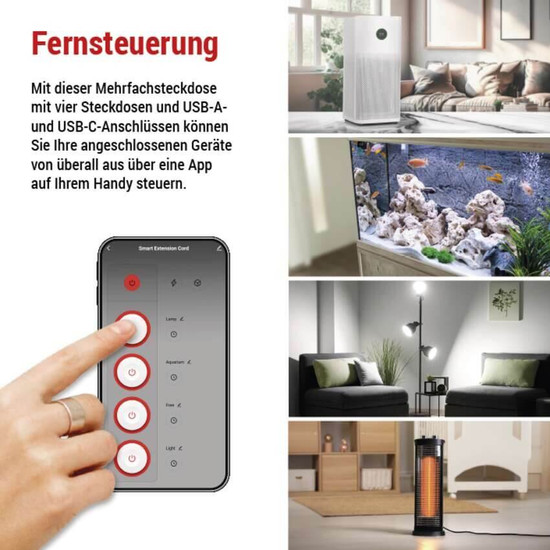 Emos Verlängerungskabel GoSmart 4-fach WiFi USB-C 2m Weiß-Schwarz P1422SM