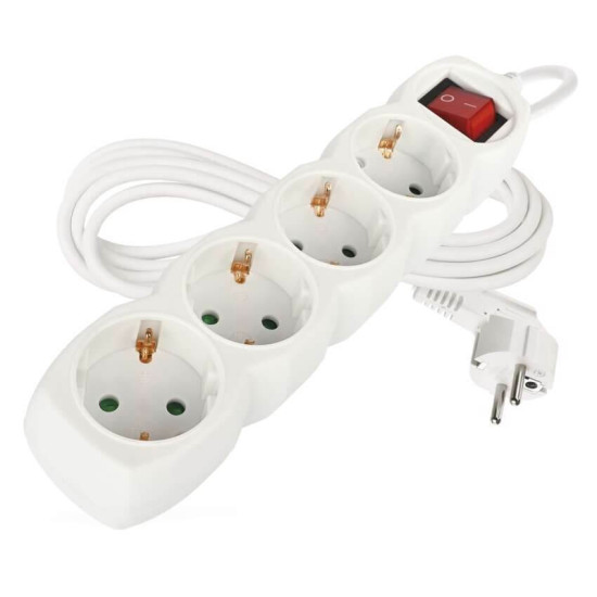 Emos Steckdosenleiste 4-fach mit Schalter 3m Weiß PVC P1423R