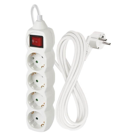 Emos Steckdosenleiste 4-fach mit Schalter 3m Weiß PVC P1423R