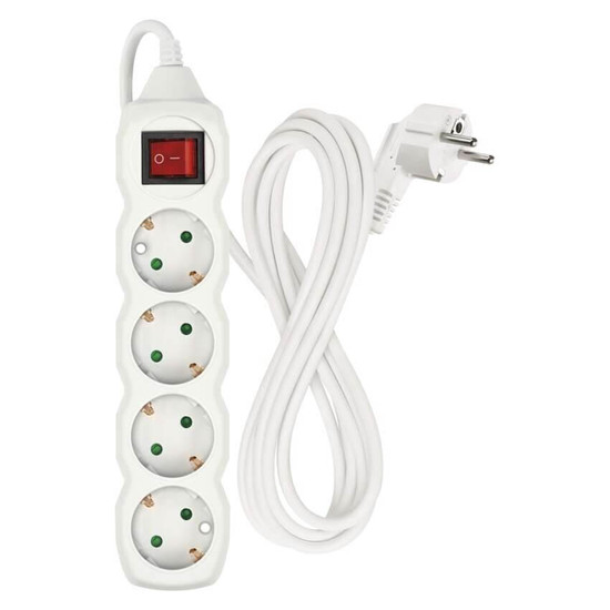 Emos Steckdosenleiste 4-fach mit Schalter 3m Weiß PVC P1423R