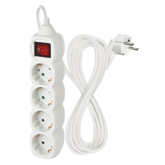Emos Steckdosenleiste 4-fach mit Schalter 5m Weiß PVC P1425R
