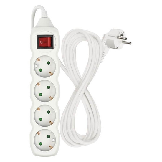 Emos Steckdosenleiste 4-fach mit Schalter 5m Weiß PVC P1425R