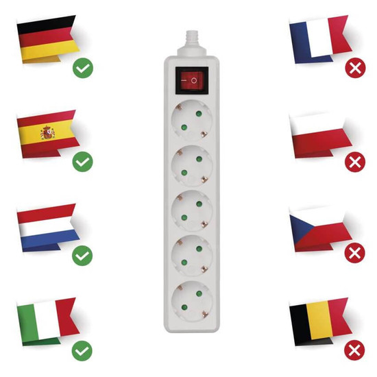 Emos Steckdosenadapter 5-fach ohne Kabel mit Schalter Weiß P1520