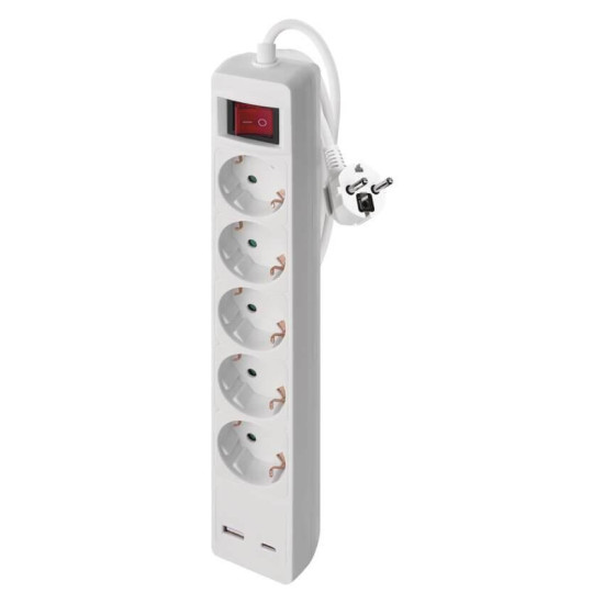 Emos Steckdosenleiste 5-fach mit Schalter USB-A+USB-C 3m Weiß P1523CU