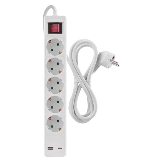 Emos Steckdosenleiste 5-fach mit Schalter USB-A+USB-C 3m Weiß P1523CU