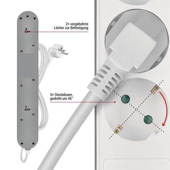 Emos Steckdosenleiste 5-fach mit Schalter USB-A+USB-C Schnellladen 3m P1523FC
