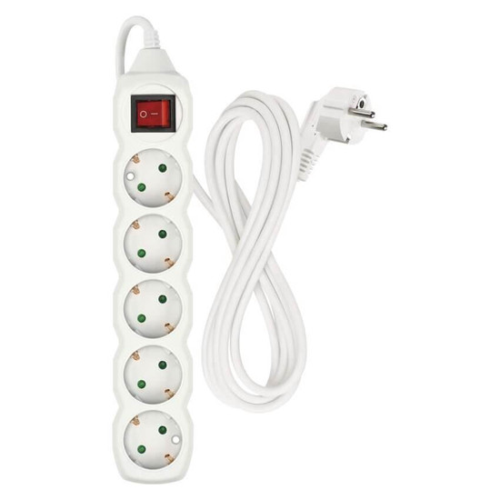 Emos Steckdosenleiste 5-fach mit Schalter 3m Weiß PVC P1523R