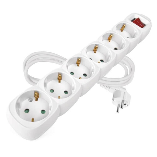 Emos Steckdosenleiste 6-fach mit Schalter 1,5m Weiß PVC P1621R