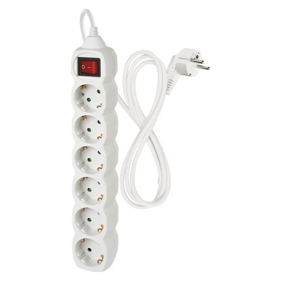 Emos Steckdosenleiste 6-fach mit Schalter 1,5m Weiß PVC P1621R
