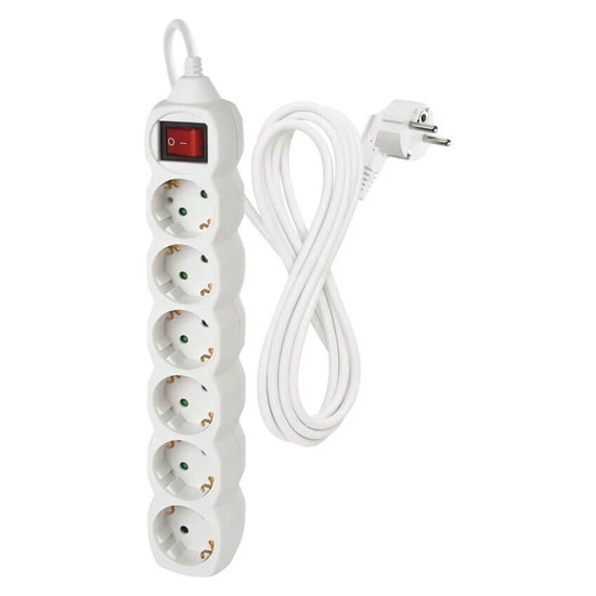 Emos Steckdosenleiste 6-fach mit Schalter 3m Weiß PVC P1623R