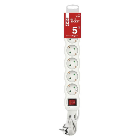 Emos Steckdosenleiste 6-fach mit Schalter 5m Weiß PVC P1625R