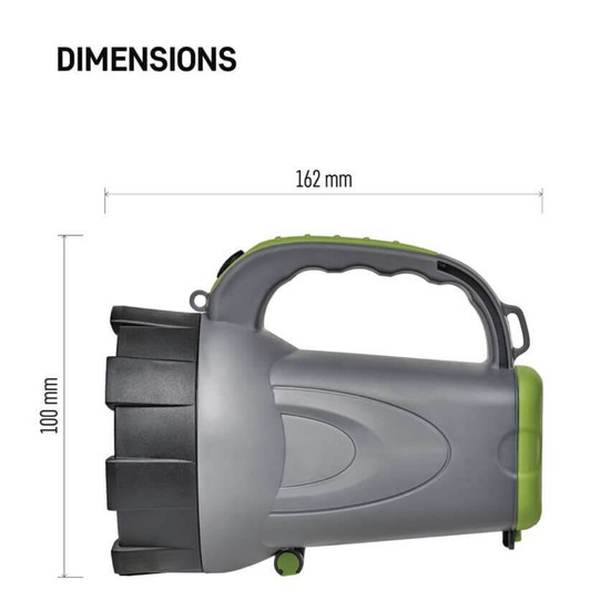Emos LED Akku-Taschenlampe 300lm Grau-schwarz-grün 16x10cm P2311