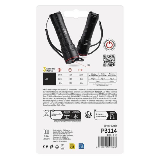 Emos LED Taschenlampe 330lm Schwarz Aluminium P3114