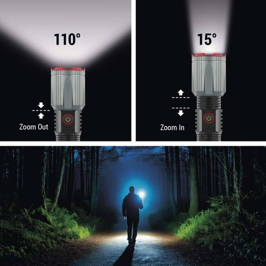 Emos LED Akku-Taschenlampe 3000lm Schwarz Metallicgrau Aluminium P3122