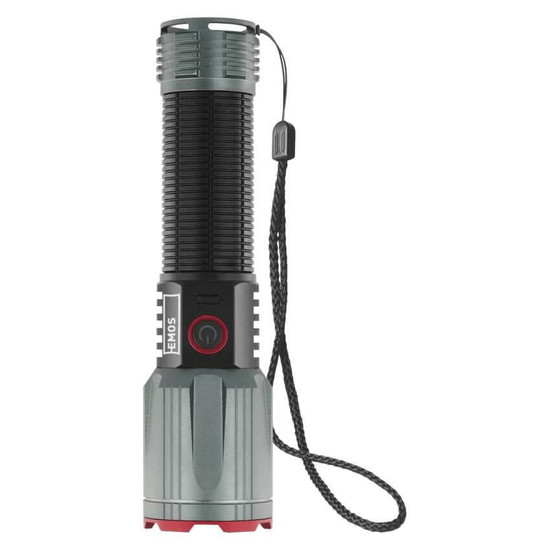 Emos LED Akku-Taschenlampe 3000lm Schwarz Metallicgrau Aluminium P3122