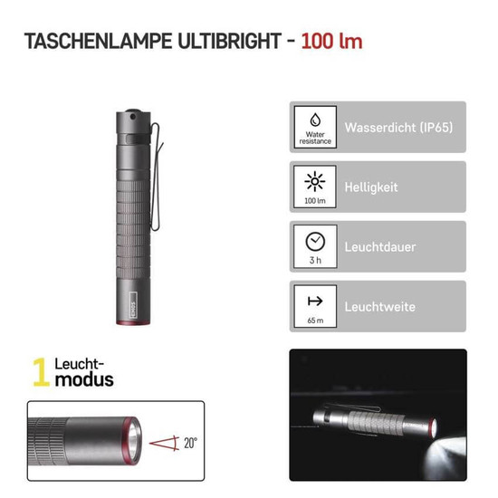 Emos LED Taschenlampe 100lm Grau Aluminium P3150