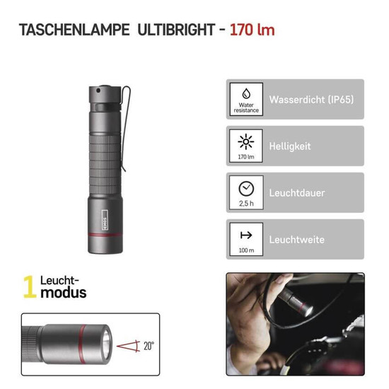 Emos LED Taschenlampe 170lm Grau Aluminium P3160