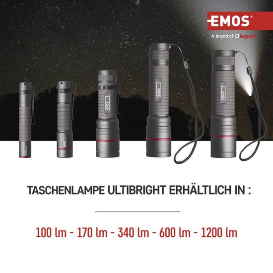 Emos LED Akku-Taschenlampe 600lm Grau Aluminium P3180