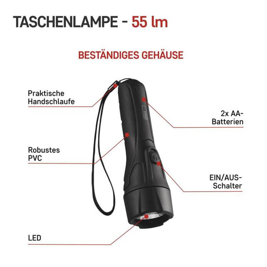 Emos LED Taschenlampe 55lm Schwarz P3210