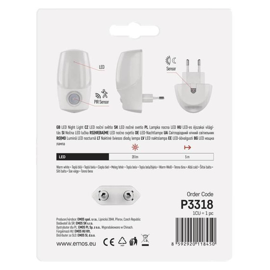 Emos LED Nachtlicht 0,8W warmweiss Bewegungsmelder P3318