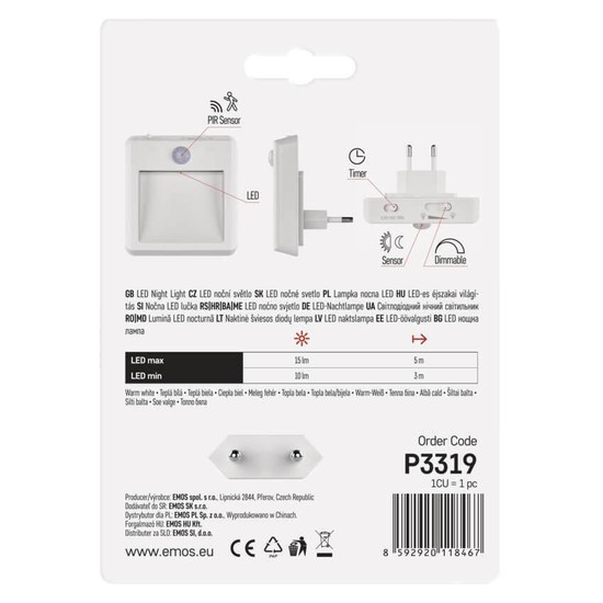 Emos LED Nachtlicht 0,5W warmweiss Bewegungsmelder P3319