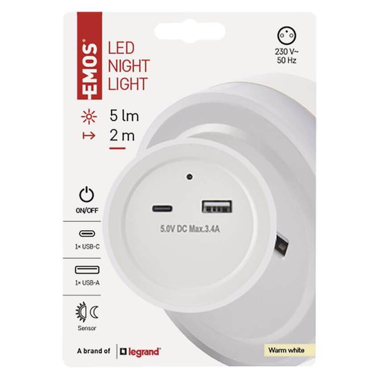 Emos LED Nachtlicht 0,3W warmweiss Bewegungsmelder P3323