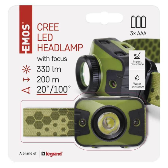 Emos LED Stirnlampe 330lm Grün-schwarz P3539