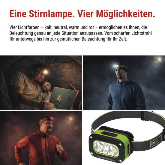 Emos LED Stirnlampe 175lm Akku Grün-schwarz P3545