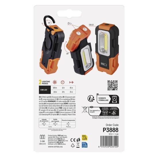 Emos LED Arbeitsleuchte 180lm Schwarz-orange P3888