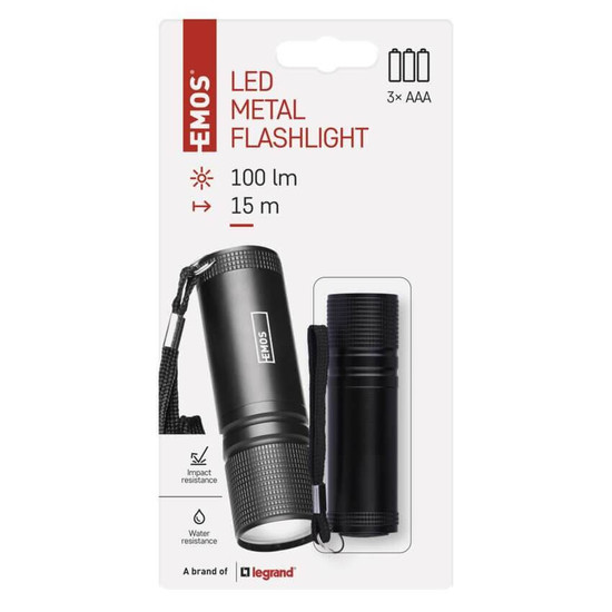 Emos LED Taschenlampe 100lm Schwarz Aluminium P3894