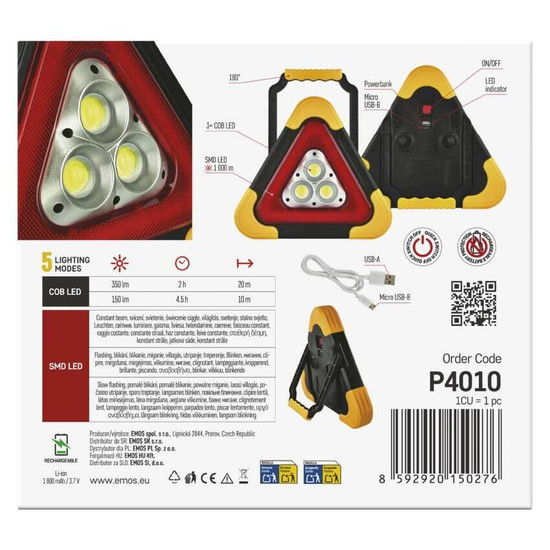 Emos LED Arbeitsleuchte 350lm Akku Schwarz-gelb P4010