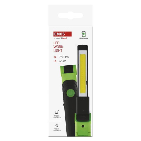 Emos LED Arbeitsleuchte 750lm Akku Grün-schwarz P4540