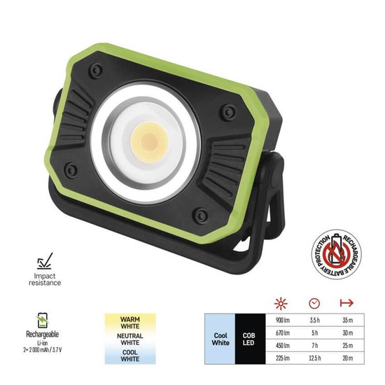 Emos LED Arbeitsleuchte 900lm Akku Schwarz-grün P4542