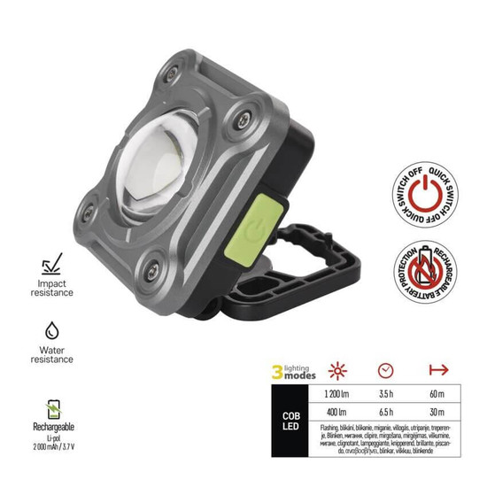 Emos LED Arbeitsleuchte 1200lm Akku Grau P4543