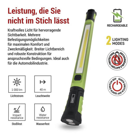 Emos LED Arbeitsleuchte 1000lm Akku Grün-schwarz P4545