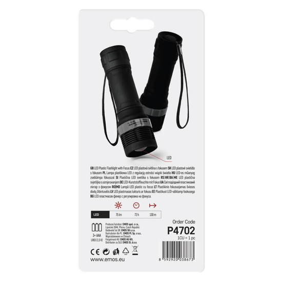Emos LED Taschenlampe 75lm Schwarz-grau P4702