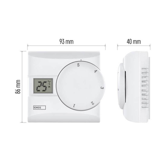 Emos Raumthermostat manuell verkabelt 5-30°C 0,4°C Hysterese P5603R
