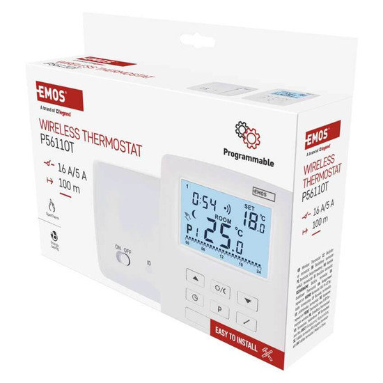 Emos Raumthermostat OpenTherm programmierbar kabellos 7-30°C 0,2°C P5611OT