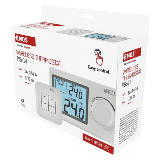 Emos Raumthermostat manuell kabellos 5-35°C feste Hysterese P5614